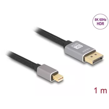 DeLOCK Mini DisplayPort auf DisplayPort Kabel 8K 60 Hz 1 m grau Metall ohne Verriegelung