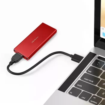 SSD-Gehäuse QOLTEC 51831 USB 3.0 für M.2 SATA-Laufwerke bis zu 2 TB, rot, unterstützt 30 mm Länge, bis zu 4 Laufwerke