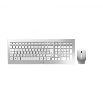 CHERRY DW 8000 Tastatur Maus enthalten Office RF Wireless QWERTZ Deutsch Silber, Weiß