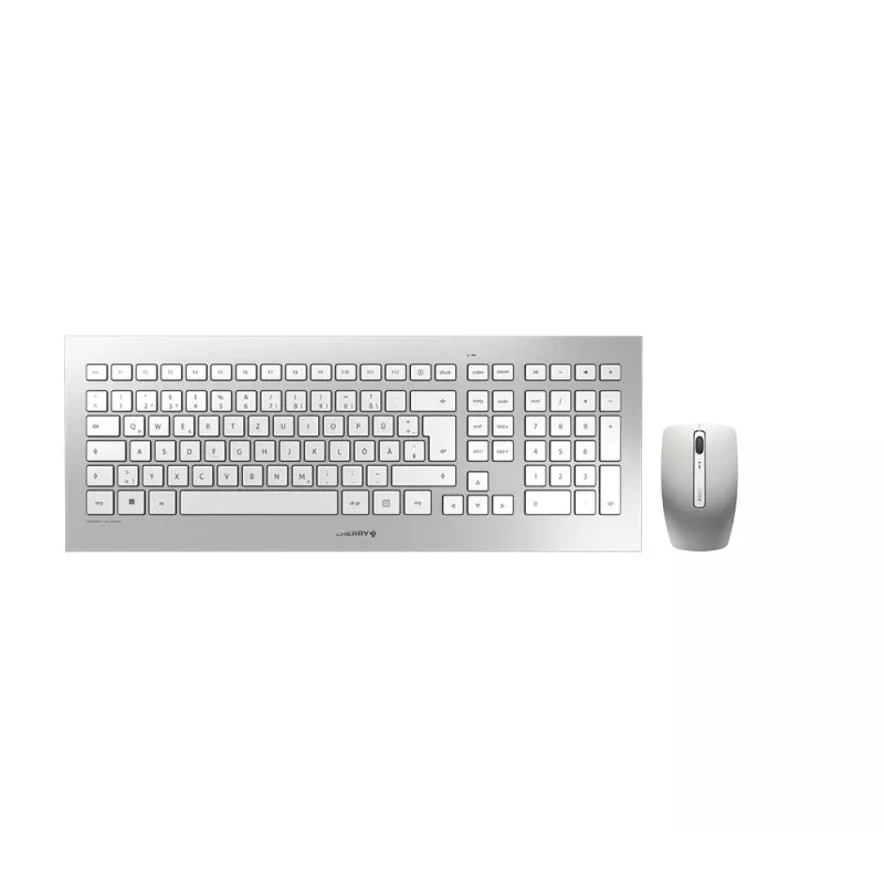 CHERRY DW 8000 Tastatur Maus enthalten Office RF Wireless QWERTZ Deutsch Silber, Weiß