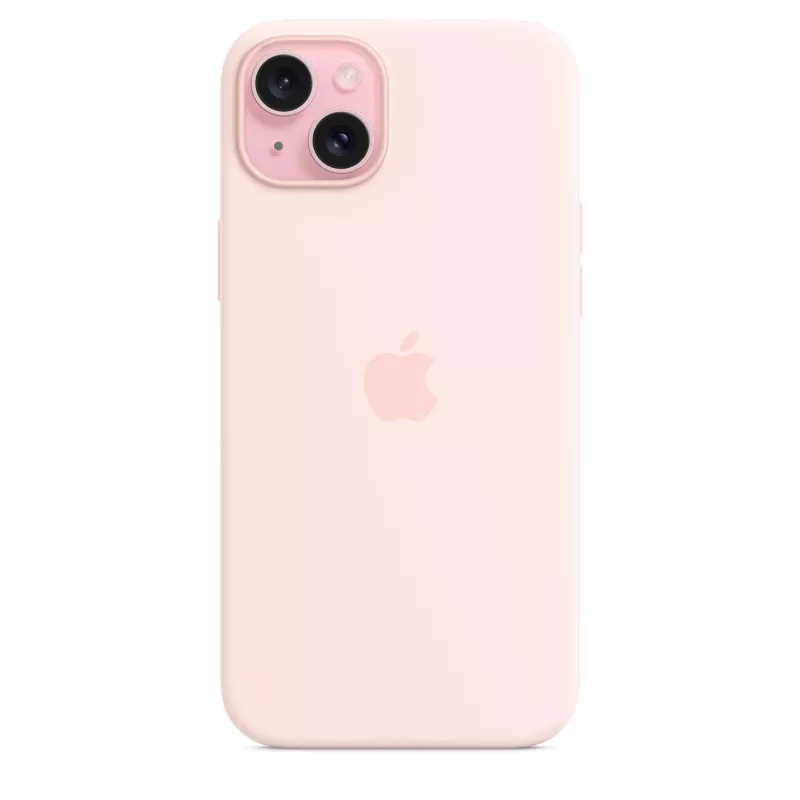 Silikonhülle mit MagSafe für iPhone 15 Plus – Hellrosa