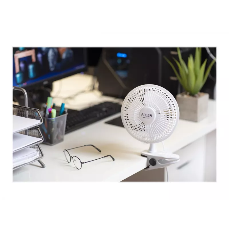Adler | Ventilator mit Klemme | AD 7317 | Tischventilator | Weiß | Durchmesser 15 cm | Anzahl Geschwindigkeiten 2 | 30 W