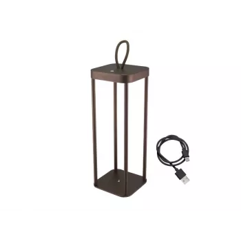 Wiederaufladbare Laterne Beper P207ILI102 in Corten-Optik, tragbare batteriebetriebene Lampe