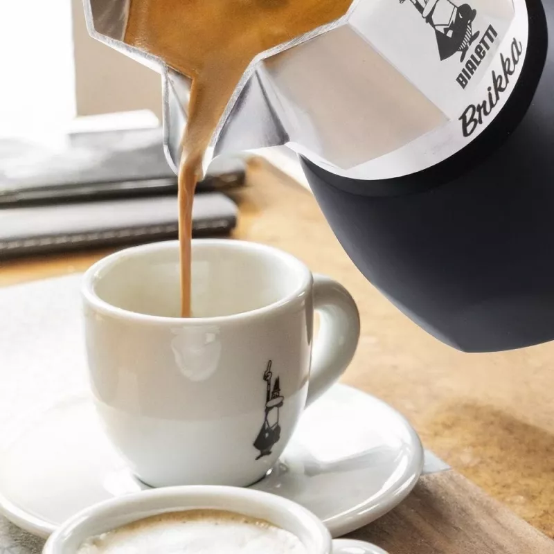 Bialetti Brikka Moka-Kanne 0,1 L Schwarz, Edelstahl