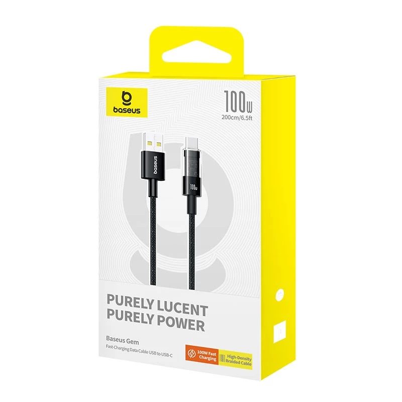 Baseus Gem USB A auf USB C Schnellladekabel 2 m 100 W Schwarz
