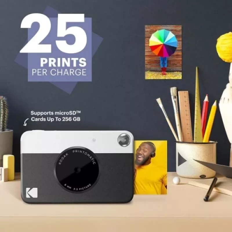 Kodak PRINTOMATIC Sofortbildkamera, 2x3 Zoll, Schwarz