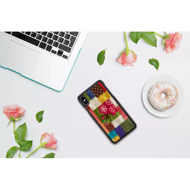 Schutzhülle für Smartphone iKins für iPhone XS Max – Kirschblütenmuster, Schwarz