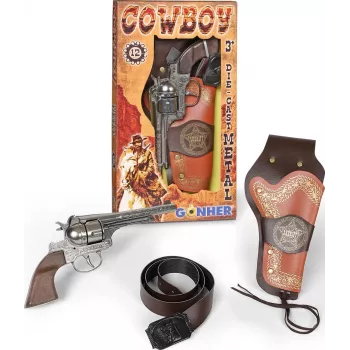 Gonher Metall-Revolver mit Holster und Gürtel