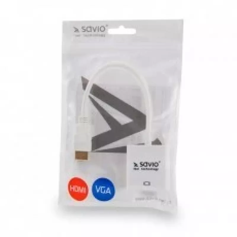 HDMI-Stecker auf VGA-Buchse Adapter SAVIO CL-201, HDMI A auf VGA D-Sub, weiß, 0,1 m, bis zu 1920x1200