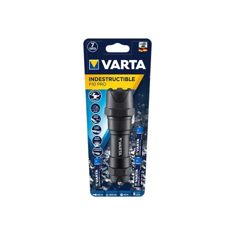 Handtaschenlampe Varta INDESTRUCTIBLE F10 PRO Schwarz 6W 300lm IP67