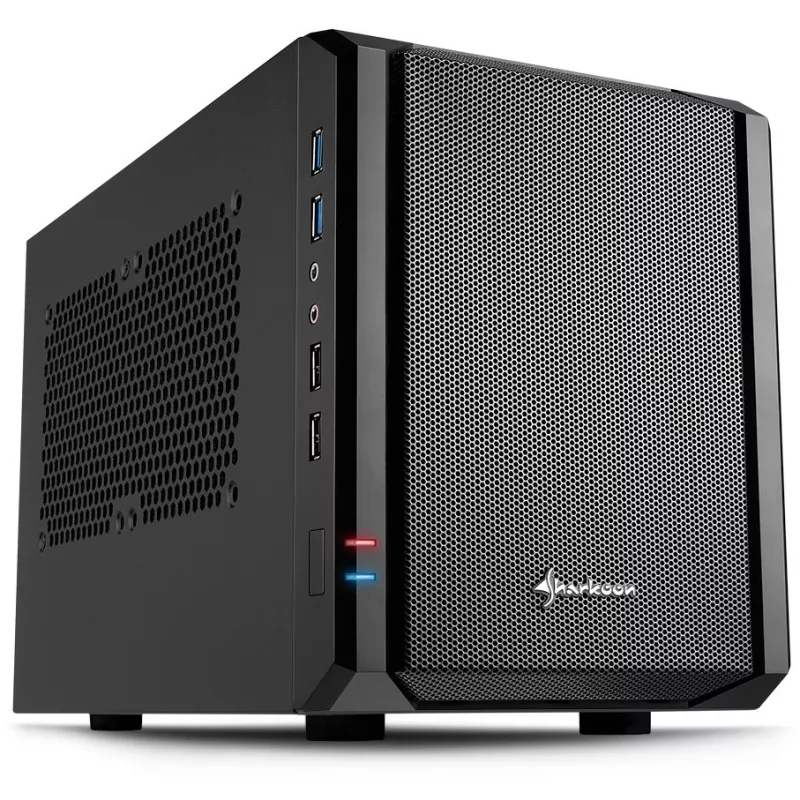 Sharkoon QB One Schwarz - Midi/Minitower ITX, Mini-ITX 3,5 - PC-/Server Netzteil Kühler - USB, USB 2.0, USB 3.0