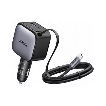 Autoladegerät UGREEN Nexode EC603 90W 3-in-1 mit 1x USB-C, 1x USB-A und 70 cm einziehbarem USB-C-Kabel, QC 3.0 PD 3.0