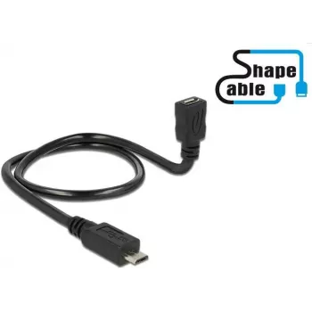 USB-Kabel DeLOCK 83925 USB 2.0 0,5 m Micro-USB B USB C Schwarz