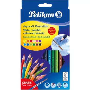 Buntstift Pelikan 700672 12 Stück Schwarz Blau Braun Grün Hellblau Hellgrün Orange Pfirsich Rosa Rot Violett Gelb