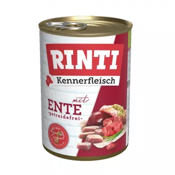 Nassfutter für Hunde RINTI Kennerfleisch Ente Adult 400 g — getreidefrei, Dose
