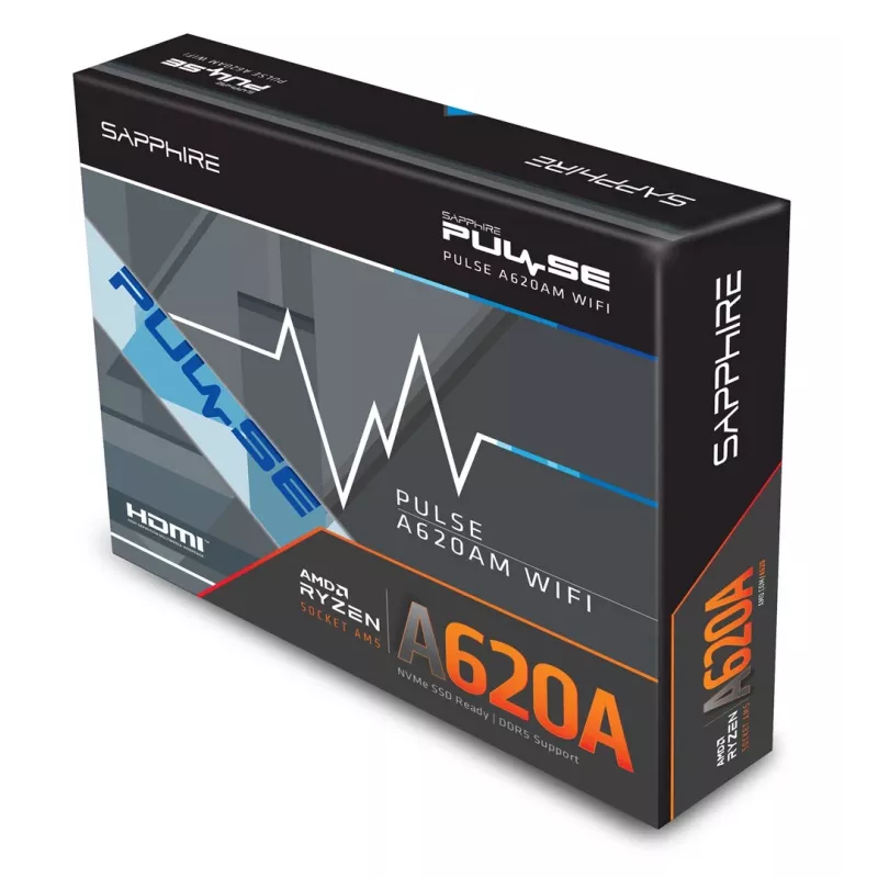 Motherboard Sapphire PULSE A620AM (microATX) Sockel AM5, AMD A620A, DDR5, 2x DIMM, 64 GB, 2x M.2, Gigabit LAN