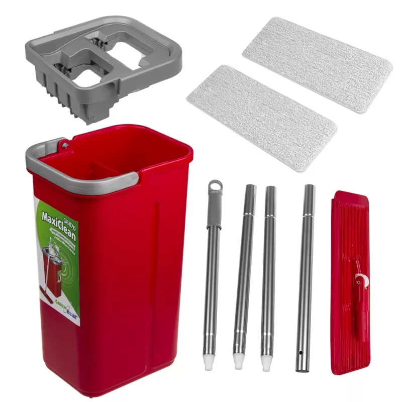 GB870 MaxiClean Flachwischer-Set mit 2-in-1-Reinigungseimer 5,7L Wischset Bodenwischer Reinigungssystem Reiniger 360° drehbarer Wischkopf