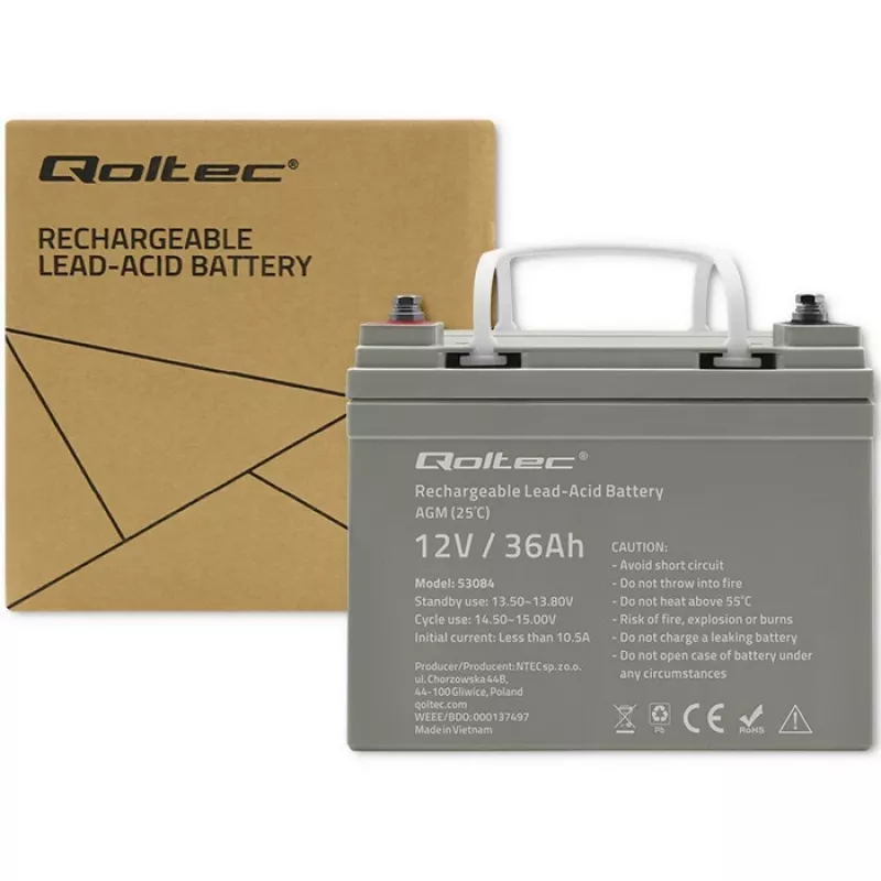 Versiegelte AGM-USV-Batterie QOLTEC 53084 12V 36Ah LongLife