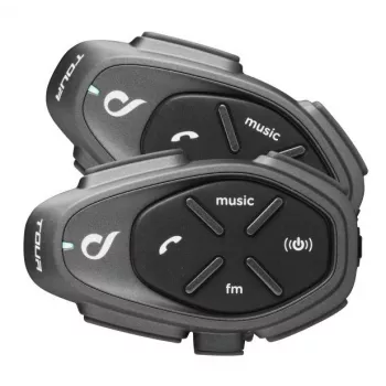 Motorrad-Intercom INTERPHONE TOUR HD, 2 Stk., Bluetooth 4.0, Reichweite 1500 m, bis zu 20 h Akkulaufzeit, schwarz