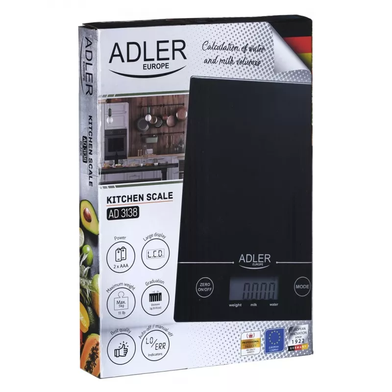 Adler AD 3138 b Mechanische Küchenwaage Schwarz Tischplatte Rechteckig