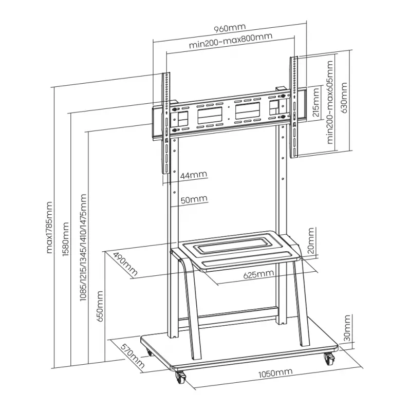 Wandhalterung SBOX FS-1035 für Displays 37–100 kg, Platte 800×600 mm