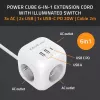 Power Cube QOLTEC 52547 Steckdosenleiste 3×AC-Steckdosen, 2×USB-A, 1×USB-C PD 20W