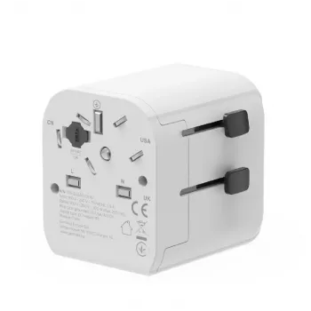 Universal-Reiseadapter GEMBIRD TPA-EU2A12-01-W 12W USB-Netzteil für internationale Steckdosen