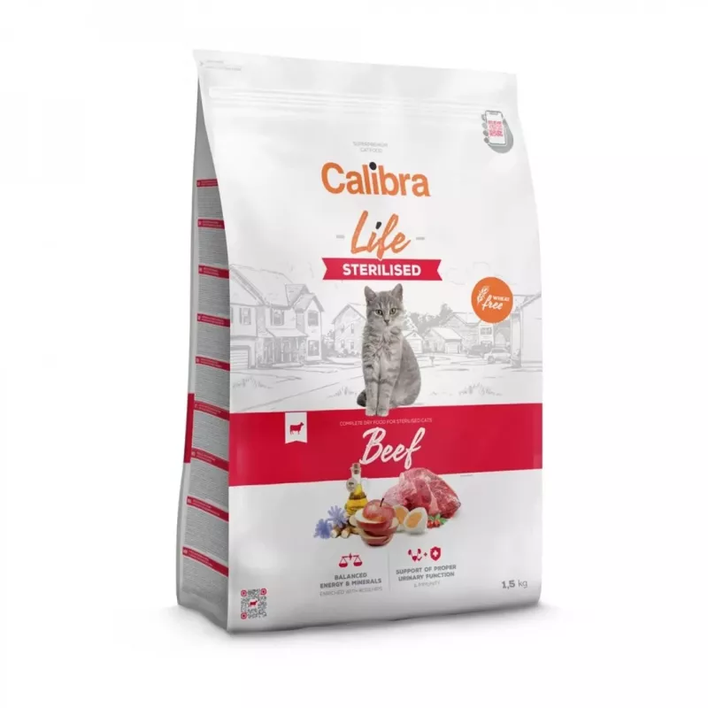 CALIBRA Cat Life Sterilised Beef - Trockenfutter für Katzen - 1,5 kg