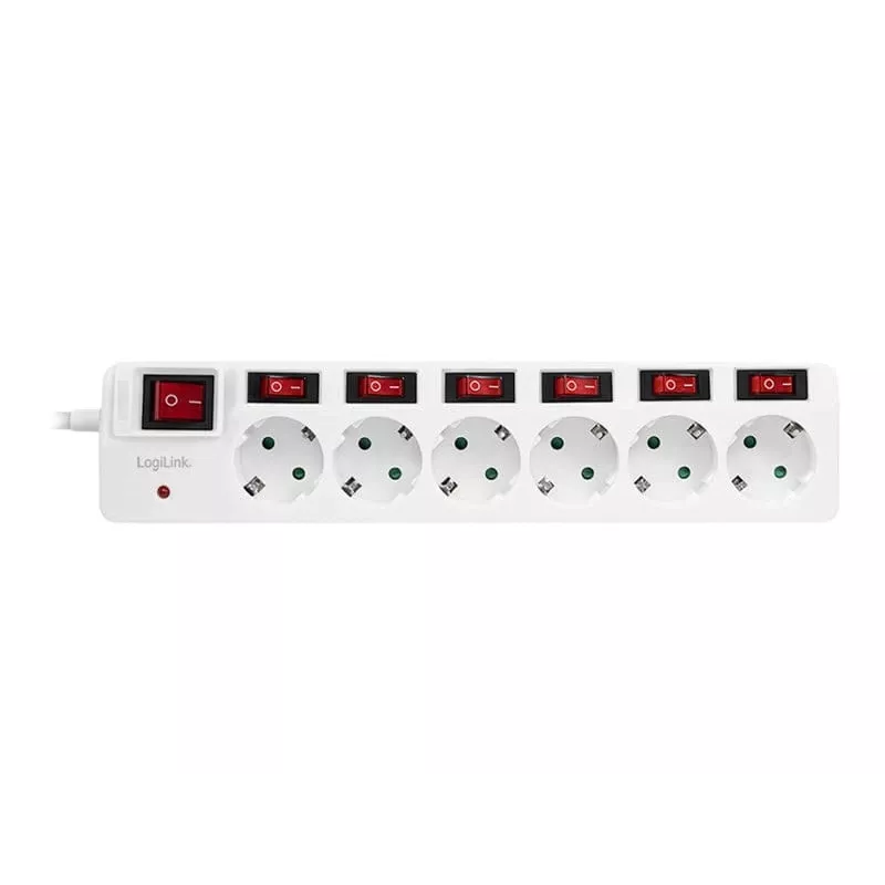 Netzsteckdosenleiste LogiLink LPS250 1,5 m 6 AC-Steckdosen Innenbereich Weiß