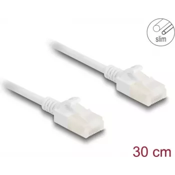 Netzwerkkabel DeLOCK RJ45 Cat.6A Stecker auf Stecker 0,3 m weiß
