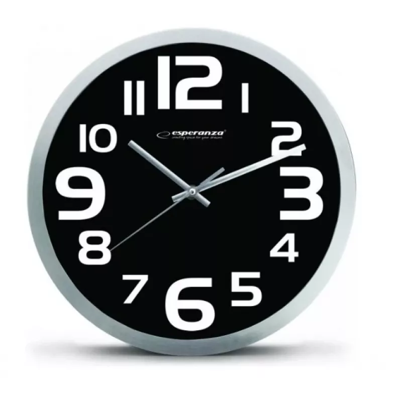 Wanduhr Esperanza EHC013K Zurich Schwarz Quarz Oval 25 cm, Aluminiumrahmen, 4 cm dick