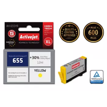Activejet AH-655YR Tinte (Ersatz für HP 655 CZ112AE; Premium; 12 ml; Gelb)