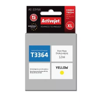 Activejet AE-33YNX Tintenpatrone (Ersatz für Epson 33XL T3364; Supreme; 12 ml; gelb)
