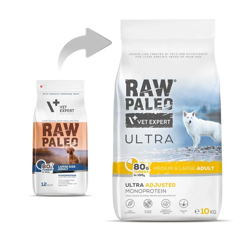 RAW PALEO Ultra Medium&Large Adult Turkey - Trockenfutter für Hunde - 10 kg