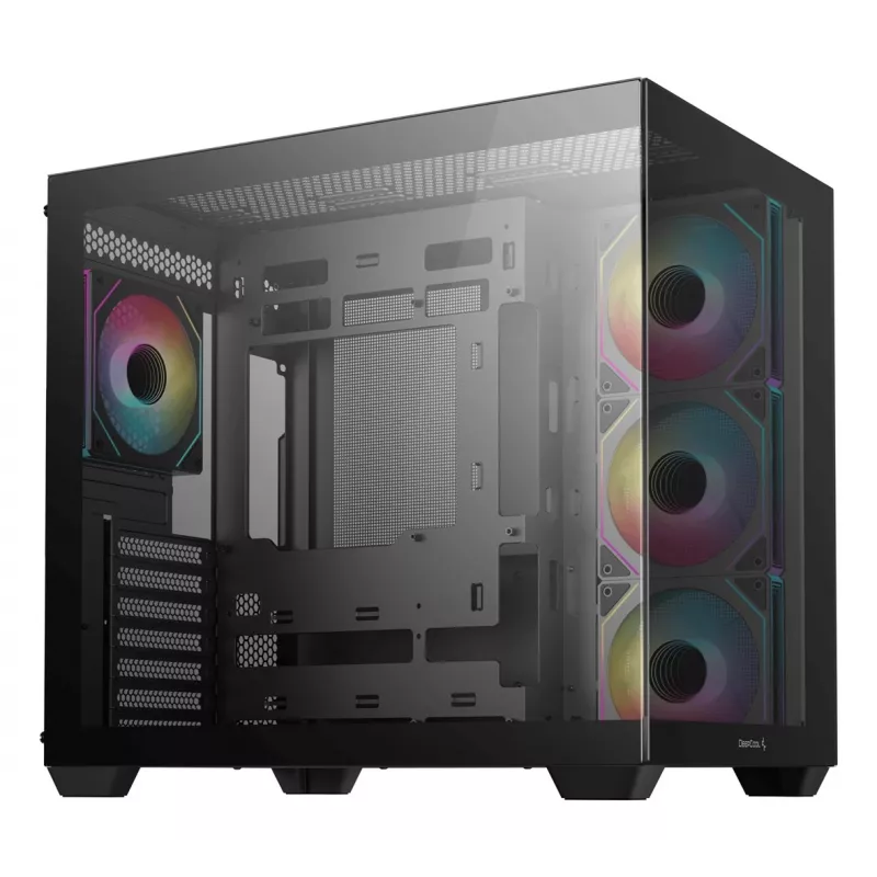 PC-Gehäuse DeepCool CG530 4F Midi Tower Schwarz — gehärtetes Glas, ATX/ITX/Micro ATX, 3x120mm Lüfter, USB-C