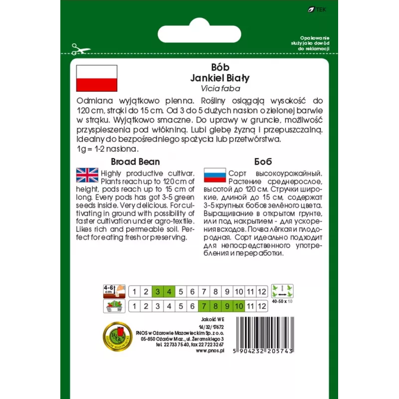 Samenpackung Apte PNOS — Ackerbohne (Favabohne) Jankiel Biały, 50 g