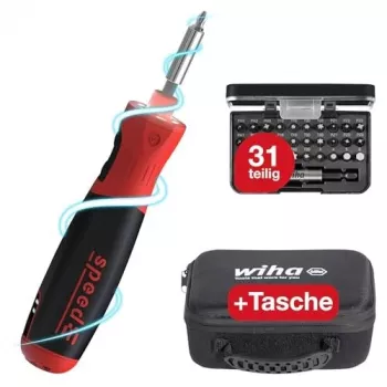 Speede® PocketDrive Elektroschrauber mit Bit-Kassette und Tasche