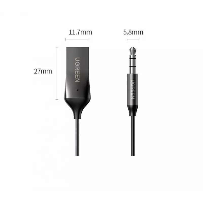 Audio-Empfänger UGREEN CM309 Bluetooth 5.0 USB mit 3,5 mm AUX-Klinke, schwarz, 20–20000 Hz