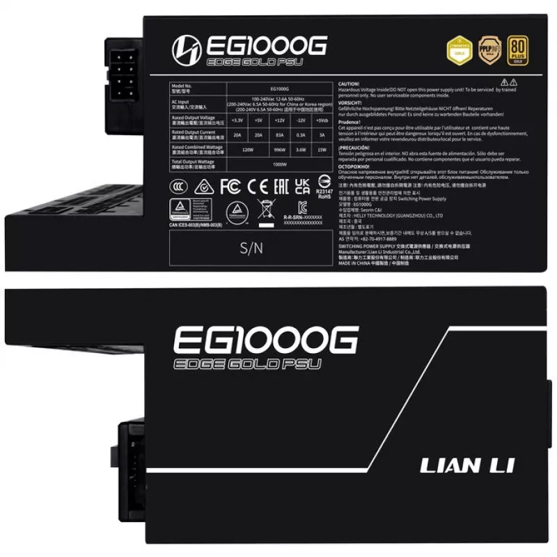Netzteil LIAN LI EDGE GOLD 1000 — 1000W, 80 PLUS Gold, aktives PFC