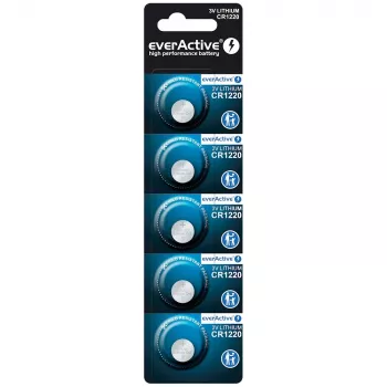 Knopfzellen-Lithiumbatterie everActive CR1220 — 3V, 40 mAh, 12,5×2 mm, Einweg, 5 Stk.