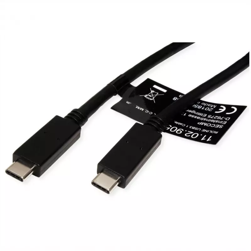 USB-Kabel ROLINE 11.02.9056 0,5 m USB 3.2 Gen 2 10 Gbit/s USB C Schwarz
