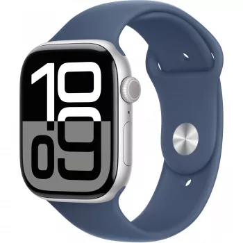 Apple Apple Watch Series 10 GPS 46mm Silbernes Aluminiumgehäuse mit Denim