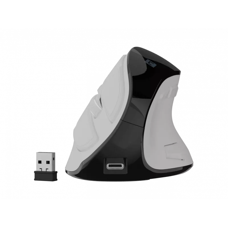 Kabellose Vertikalmaus NATEC Euphoniе Pro Bluetooth 5.0, 4000 DPI, programmierbar, leise, weiß
