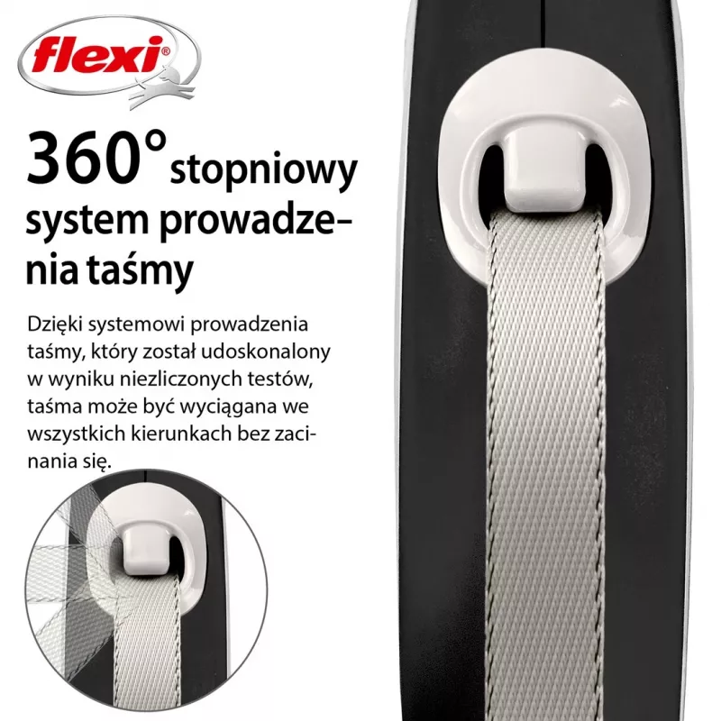 Flexi neu COMFORT 8 m Schwarz, graue Hunde-Rollleine