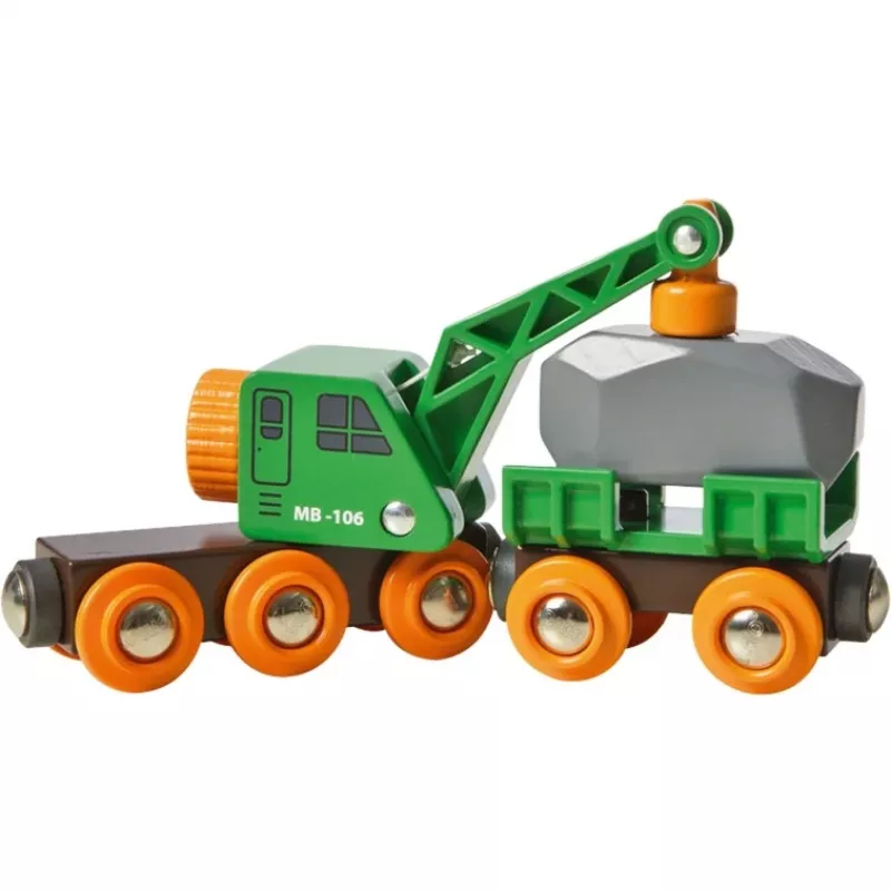 Wagon BRIO Clever Crane Wagon Lift and Load Schwarz Grün