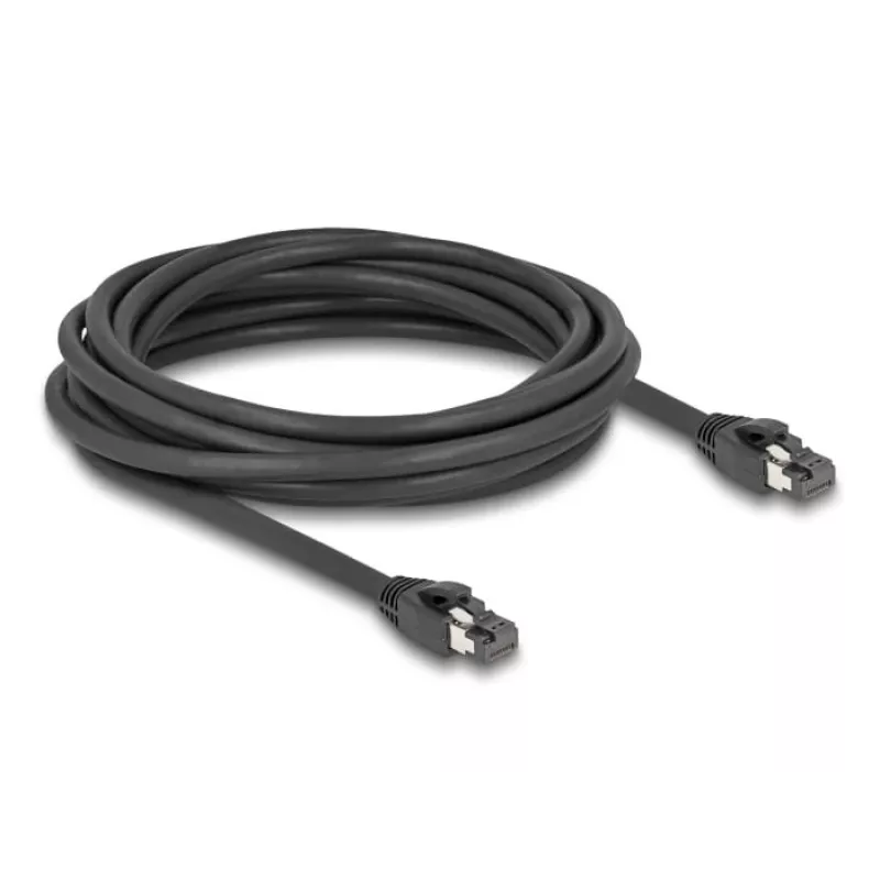 Delock - Netzwerkkabel - RJ-45 (M) zu RJ-45 (M) - 5,0 m - 7,5 mm - S/FTP - CAT 8.1 - halogenfrei, rastnasengeschützt, bis zu 40 Gbit/s Datenübertragungsrate - Schwarz (80236)