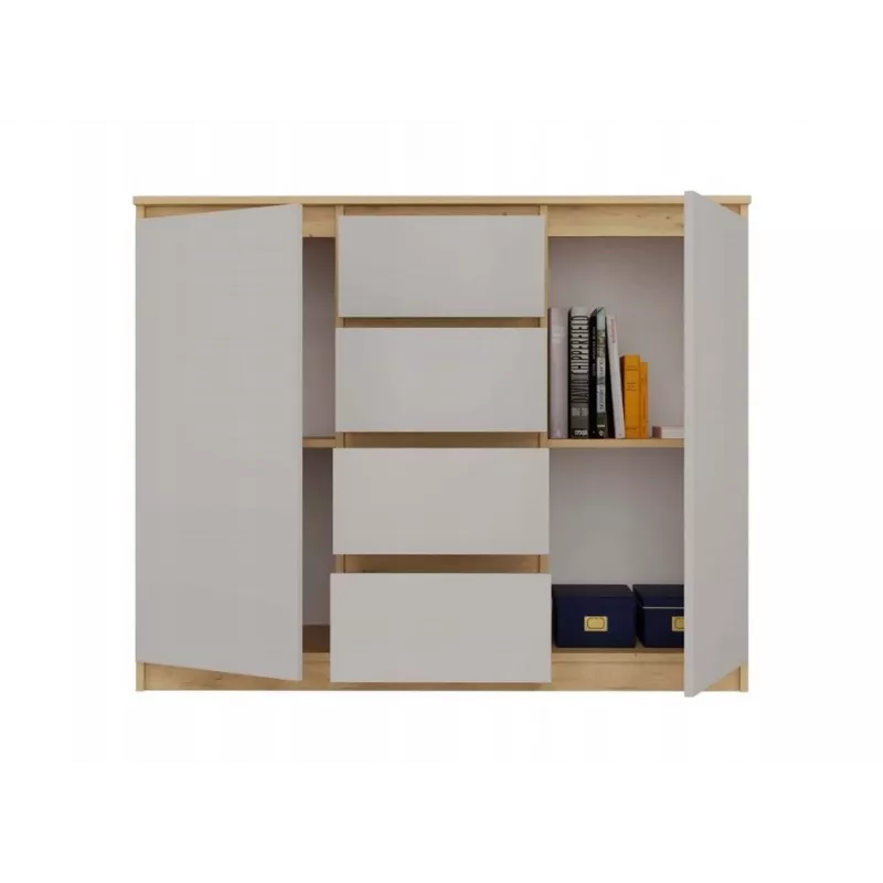 Kommode mit 2 Türen und 4 Schubladen, Artisan-Eiche/Kaschmirfarbe