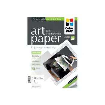 T-Shirt-Transfer-Fotopapier ColorWay PTD120005A4 — A4, 120 g/m², 5 Blatt (für dunkle Stoffe)