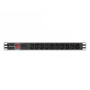 Stromverteilereinheit LANBERG PDU-10I-0200-IEC-BK — 10× C13-Ausgänge, 2 m Kabel, 10 A, 2500 W, schwarz