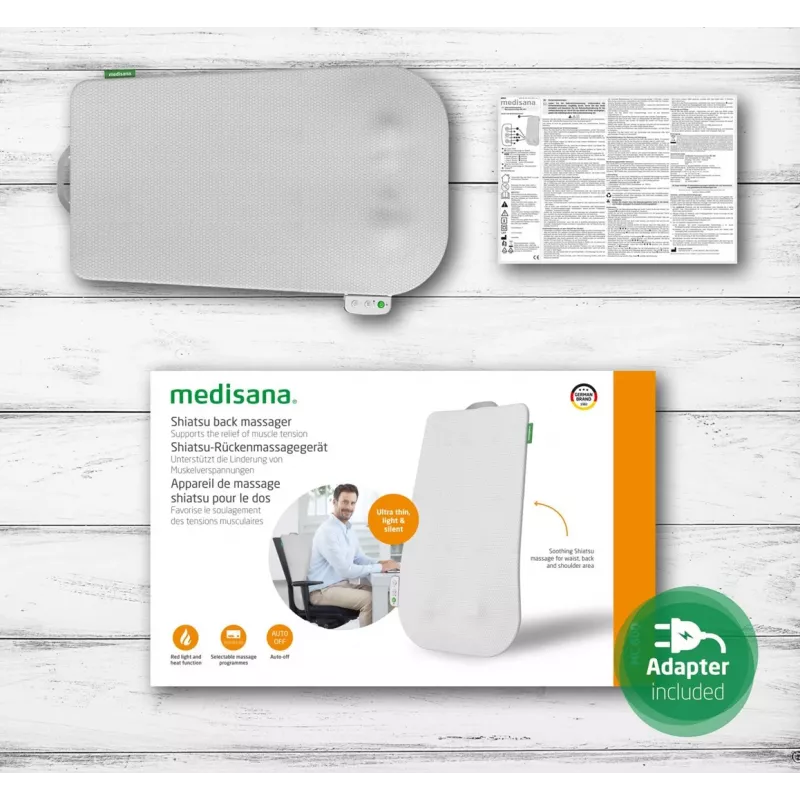 Medisana MC 600 Rückenmassagegerät Shiatsu mit Wärme, 24 W, 4 Köpfe, 15 min Auto-Off, 12 V Eingang